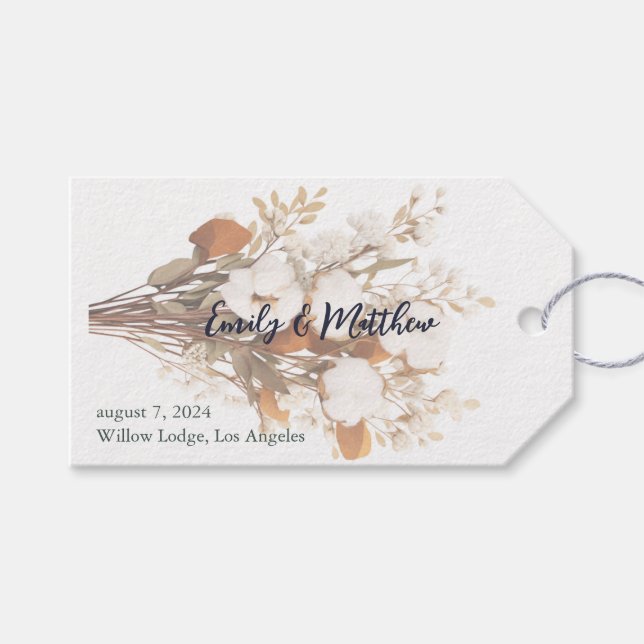 Rustic Boho Wedding Gift Tag (Front (Horizontal))