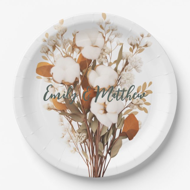 Rustic Boho Wedding Paper Plates (Front)