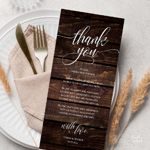 Rustic Boho Wedding Reception Thank You Card