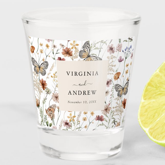 Rustic Boho Wedding Shot glass (Rustic Boho Wedding Shot Glass by Painted Paperie
)