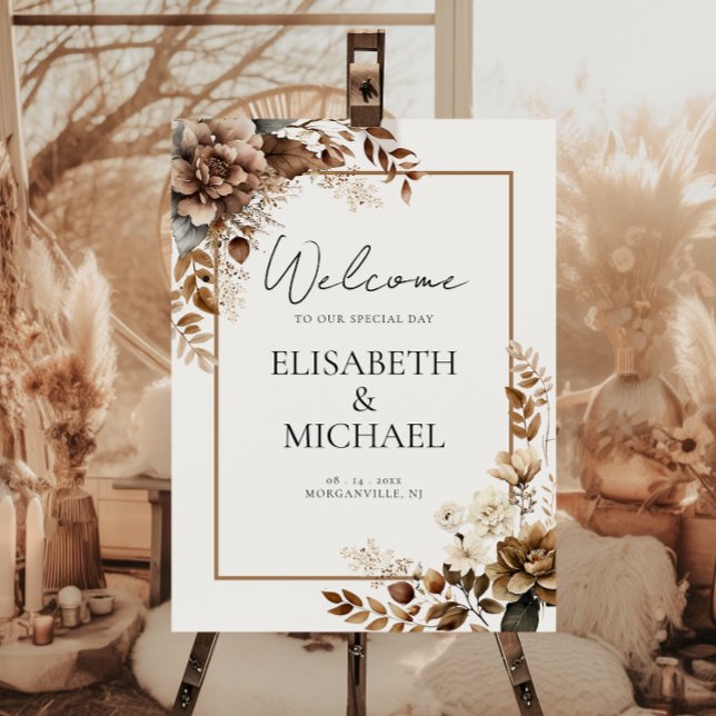  Rustic Boho Welcome Autumn | Fall Wedding Foam Board (Charm guests with rustic boho vibes. Our wedding sign sets the perfect tone for your special day)