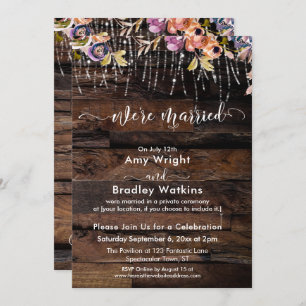 Rustic Boho We're Married Reception Only Invitation