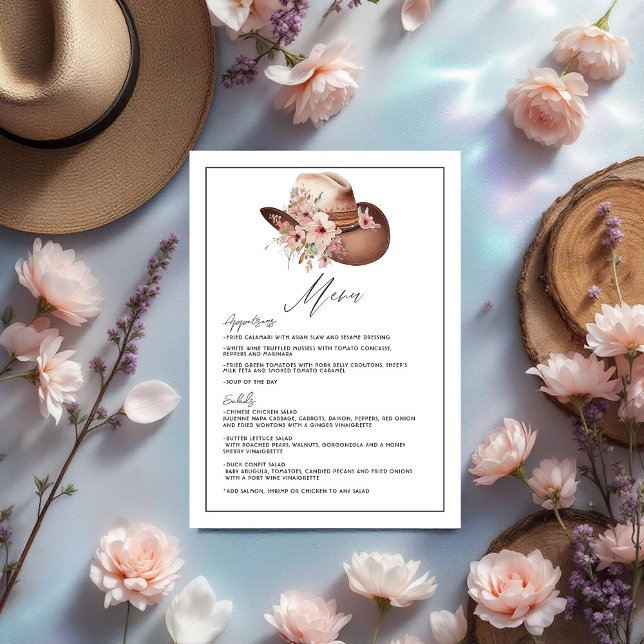 Rustic Boho Western Wedding Floral Cowboy Wedding Menu (Rustic Boho Western Wedding Floral Cowboy Wedding Menu)