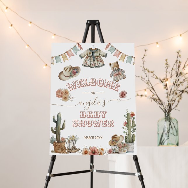 Rustic Boho Wild West Baby Girl Shower welcome Foam Board (In Situ (Stand))