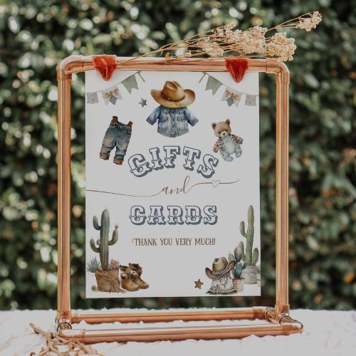 Rustic Boho Wild West Boy Baby Shower gifts sign