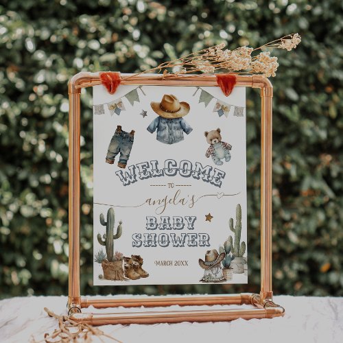 Rustic Boho Wild West Boy Baby Shower welcome Poster