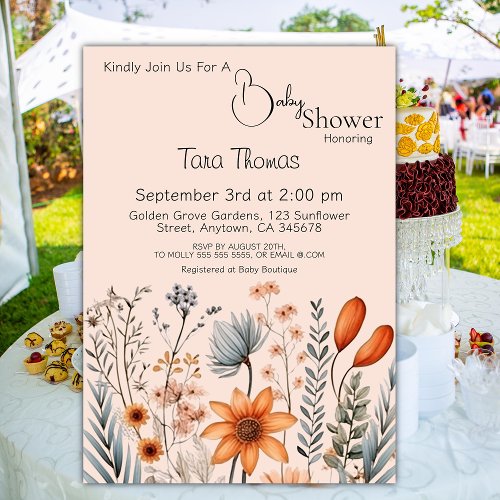Rustic Boho Wildflower Baby Shower invite