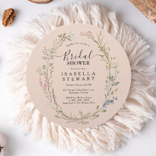 Rustic Boho Wildflower Blush Pink Bridal Shower Invitation