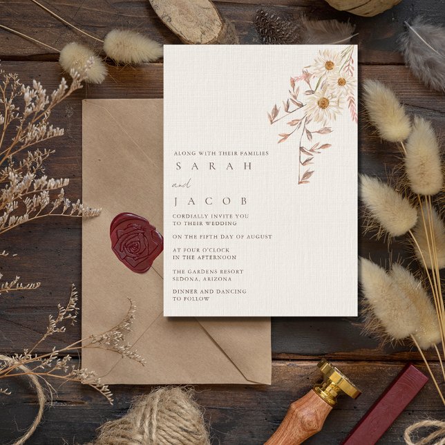 Rustic Boho Wildflower Bohemian Wedding  Invitation (Rustic Boho Wildflower Bohemian Wedding Invitation)