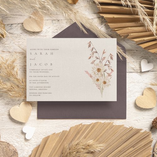 Rustic Boho Wildflower Bohemian Wedding  Invitation