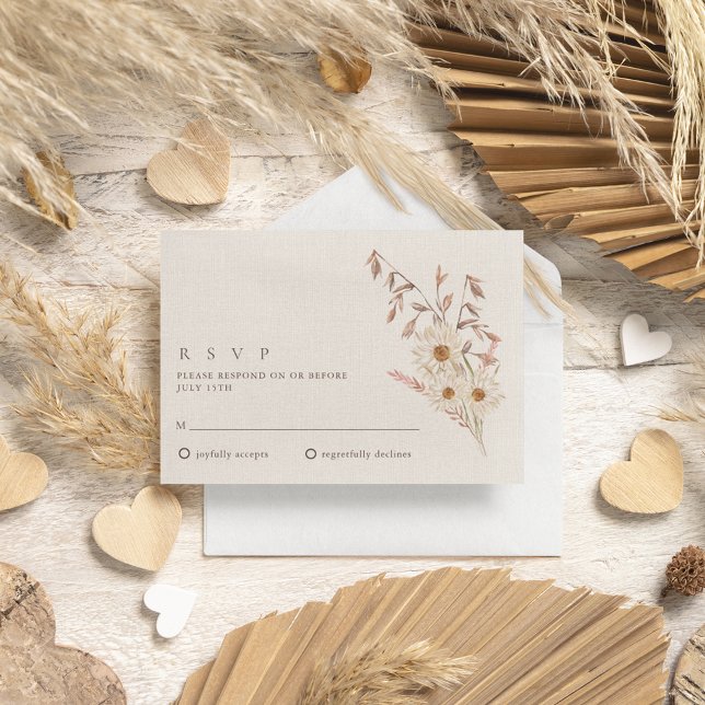 Rustic Boho Wildflower Bohemian Wedding RSVP Card (Rustic Boho Wildflower Bohemian Wedding RSVP Card)