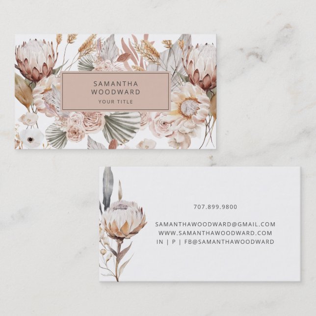 Rustic Boho Wildflower Cream Terracotta Business Card (Front/Back)