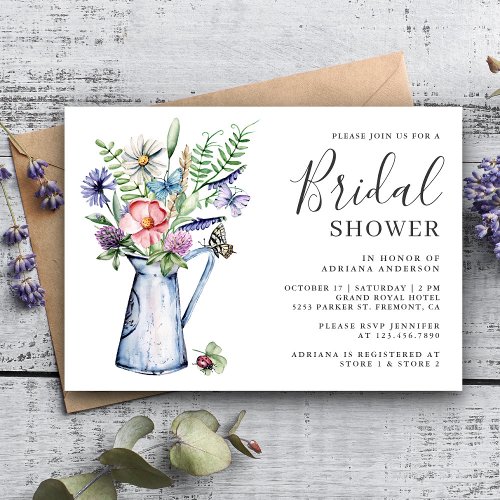 Rustic Boho Wildflower Floral Bridal Shower Invitation