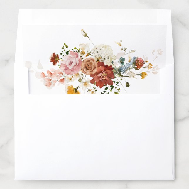 Rustic Boho Wildflower Floral  Envelope Liner (In Envelope)