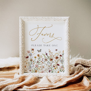 Rustic Boho Wildflower Garden Favors Treat Sign