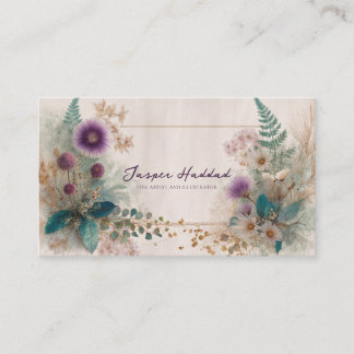 Rustic Boho Wildflower Purple Thistle Watercolor Business Card