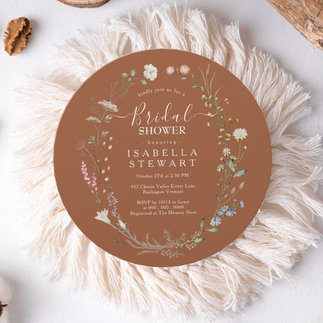Rustic Boho Wildflower Terracotta Bridal Shower Invitation (Creator Uploaded)