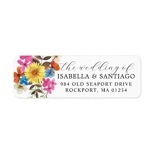 Rustic Boho Wildflower Wedding Return Address Label