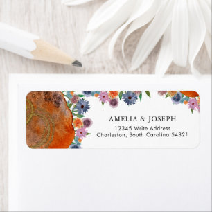 Rustic Boho Wildflower Wedding RSVP Return Address Label
