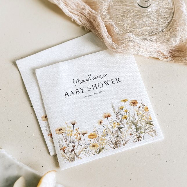 Rustic Boho Wildflowers Baby Shower Napkins (Creator Uploaded)