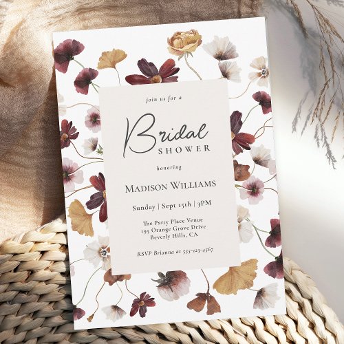 Rustic Boho Wildflowers Bridal Shower Invitation