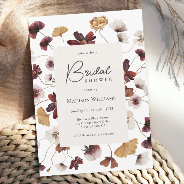 Rustic Boho Wildflowers Bridal Shower Invitation Zazzle