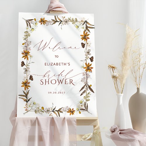 Rustic Boho Wildflowers Bridal Shower Welcome  Foam Board