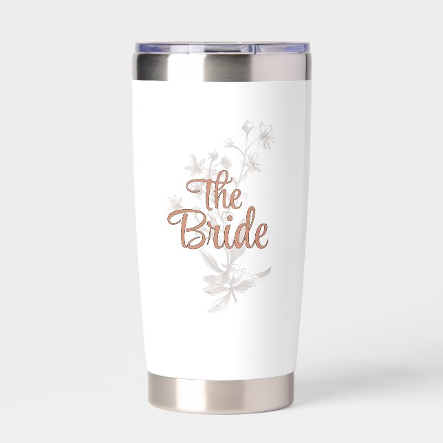 Rustic Boho Wildflowers Bride Personalized Insulated Tumbler (Front)