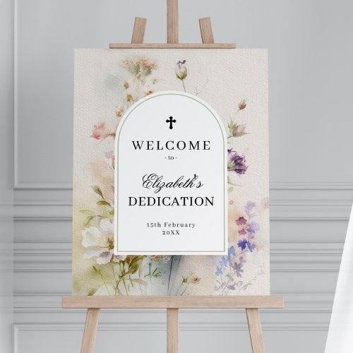 Rustic Boho Wildflowers Dedication Welcome Sign