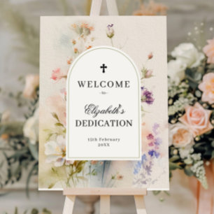 Rustic Boho Wildflowers Dedication Welcome Sign