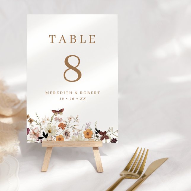 Rustic Boho Wildflowers Fall Wedding  Table Number (Creator Uploaded)