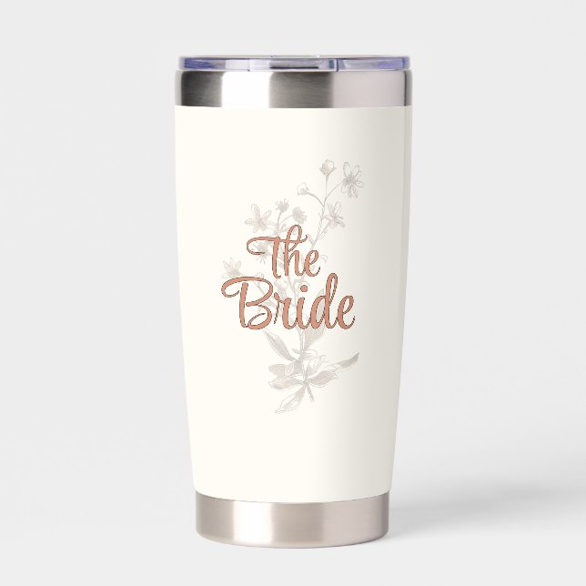 Rustic Boho Wildflowers Personalized Bride Insulated Tumbler (Front)