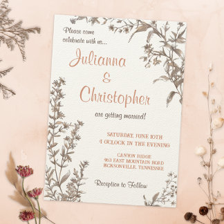 Rustic Boho  Wildflowers Wedding Invitation