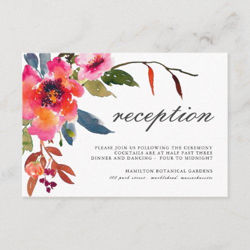 Rustic Boho Wildflowers Wedding Reception Enclosure Card