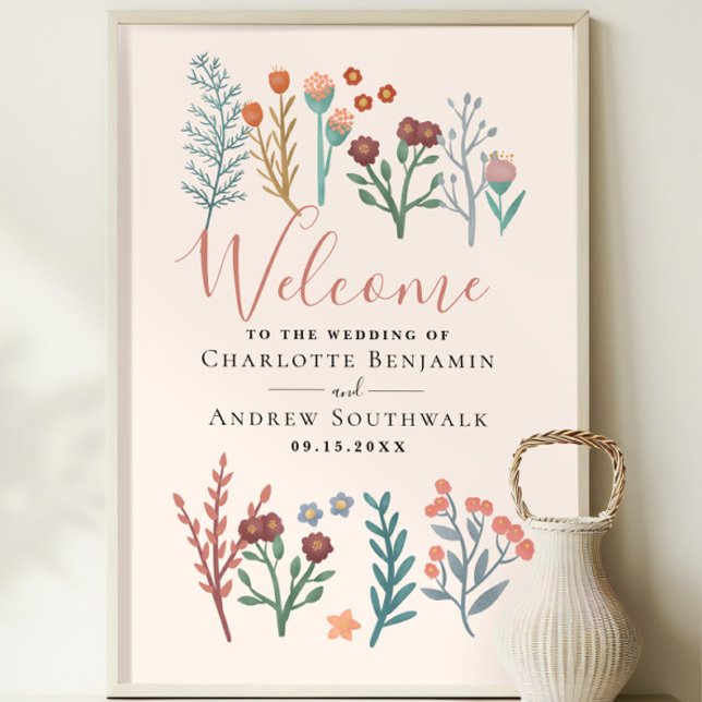 Rustic Boho Wildflowers Wedding Welcome Sign (Creator Uploaded)