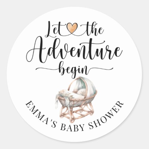 Rustic Boho Wood Crib Boy Baby Shower  Classic Round Sticker