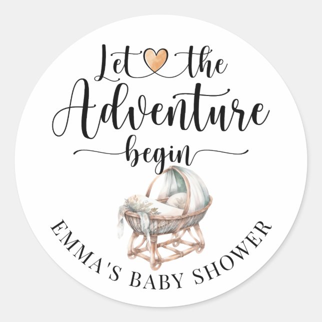 Rustic Boho Wood Crib Boy Baby Shower  Classic Round Sticker (Front)