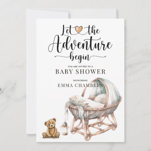 Rustic Boho Wood Crib Boy Baby Shower Invitation