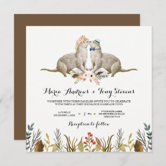 Rustic Boho Woodland Otter Watercolor Wedding Invitation