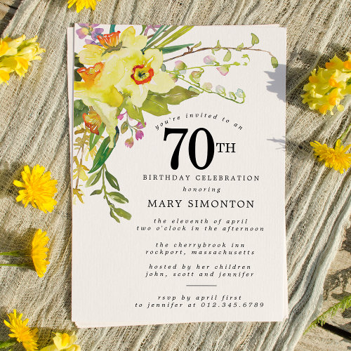 Rustic Boho Yellow Daffodil 70th Birthday