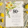 Rustic Boho Yellow Daffodil 80th Birthday Invitation