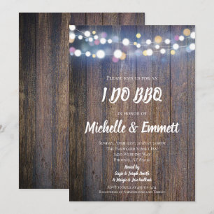 Rustic Bokeh Lights Country Wood I DO BBQ Shower Invitation