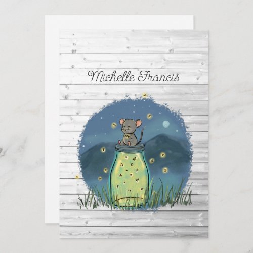 Rustic Bokeh Mouse Firefly Mason Jar Shower Invitation