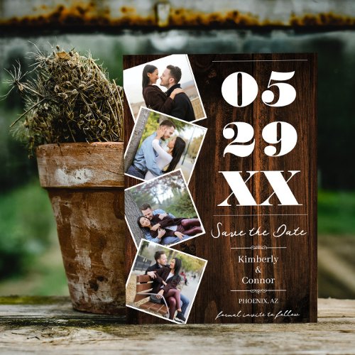 Rustic Bold Four Photo Save the Date