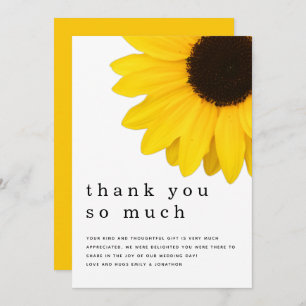 Rustic Bold Yellow Sunflower Newlywed Thank You