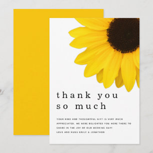 Rustic Bold Yellow Sunflower Newlywed Thank You Card