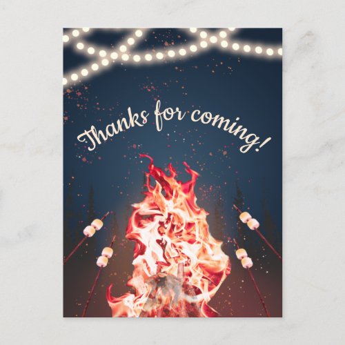 Rustic Bonfire and Marshmallow Thank You Postcard