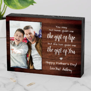 Rustic BONUS DAD Poem Custom Photo Father's Day Wooden Box Sign