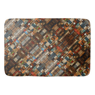 Rustic Book and Sign Typography Art Collage Bath Mat