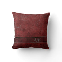 Rustic Book Cover Cushion In Burgundy Red